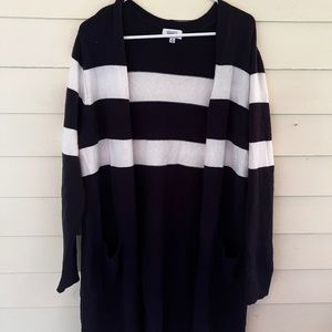 NWOT ELEVEN ELEVEN Women's Navy & White Stipe Long Sleeve Cardigan